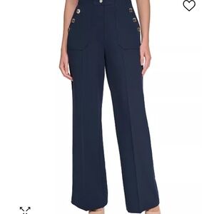 GORGEOUS TOMMY HILFIGER NAVY HIGH-RISE WIDE LEG SAILOR PANTS SIZE 12